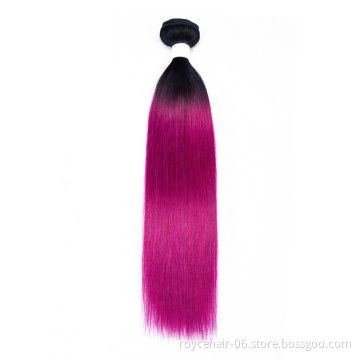 Royce 100% Brazilian Human hair Extensions Two Tone colored Human Hair Weave bundles with closure T1B Light Pink Body Wave